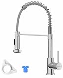 DAYONE Wasserhahn Küche, Hochdruck Mischbatterie Küche mit 2 Strahlarten, 360° Schwenkbar Küchenarmatur mit Brause Ausziehbar, SUS304 Edelstahl Spültischarmatur für Küche, Gebürstetes Nick
