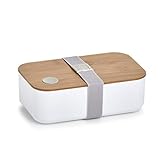 Zeller 14730 Lunch Box, Kunststoff/Bamboo, Brotdose, weiß, ca. 19,3 x 11,8 x 6,8 cm