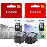 Canon PG-512 Black & CL-513 Colour Ink Cartridge Bundle Pack