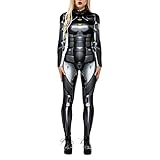 Frauen-Roboter-3D-Druck-Body mit Reißverschluss hinten Halloween-Kostüm-Ganzkörper-Bodysuit Reitoverall Winter