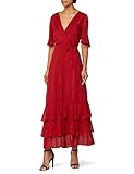 Amazon-Marke: Truth & Fable Damen Kleid mit Rüschen, Rot (RED RED), 42, Label:XL