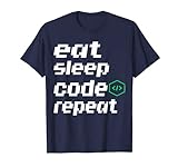 Funny Eat Sleep Code Repeat Retro Hacker Programming Geek T-Shirt