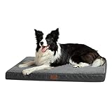 Bedsure orthopädisches Hundebett mittelgroße Hunde - 91x69x7.6cm Hundekissen flauschig Hundematte waschbar Hundematratze in dunkelgrau für mittelgroße Hunde