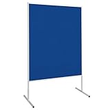 MAUL Moderationstafel Filz Blau, Standard Pinntafel 150x120 cm, Beidseitig auch als Stellwand nutzbar, Standfuß, 6363482, 1 Stück