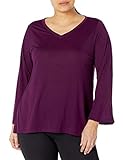 Just My Size Women's Plus Size Bell Sleeve Tunic, Plum Port, 2X