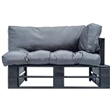 Kangmusi Outdoor-Sofa Paletten mit Kissen in Grau Kiefernholz,277414