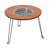 MagiDeal Camping-Feuerstelle, Tisch, Grill, rund, faltbar, Feuerstelle, Tisch, brennende Feuerstelle für Garten, Hinterhof, Terrasse, Reisen, W