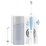 Oral-B Oral Health Center Munddusche, 2 Ersatzdüsen, Zahnzwischenraumreiniger für sanfte Zahnreinigung & gesünderes Zahnfleisch, mit Oxyjet-Technologie, 5 Druckstufen für Zahnpflege, weiß/blau