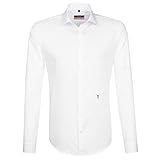 Seidensticker Herren Business Hemd Slim Fit – Bügelfreies, schmales Hemd mit Kent-Kragen – Langarm – 100% Baumwolle , Weiß (Weiß 01) , Kragenweite: 40 cm