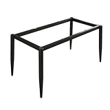Moderne Metall-Möbelbeine für Küche, Esstisch, schlankes Tischgestell mit Saugnapf und Schraube für Marmorglas, Holzplatte, stabile Schreibtischbasis (147 x 56 x 72 cm, Schwarz)