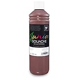 Malverk Junior - Gouache Farben 500ml - Schul-Temperafarben für Kinder, auf Wasserbasis, in praktischer Dosierflasche, Siena-braun
