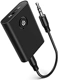 WONSUN Bluetooth Adapter Audio 5.0, 2 in 1 Wireless Sender Empfänger, Transmitter mit 3,5mm Kabel für Kopfhörer Auto TV PC Laptop Tablet HiFi Lautsprecher Radio MP3 /MP4, black