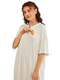 AASSDOO Nachthemd Nachtwäsche für Damen Carrot Patched Lettuce Trim Drop Shoulder Sleep Dress