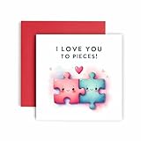 Huxters Süße Valentinstagskarte 'Love You to Pieces', Glückwunschkarte zum Hochzeitstag, für Ehemann, Ehefrau oder Freund, Geburtstagskarte für Ehemann oder Ehefrau, 14,8 cm (Love You to Pieces)