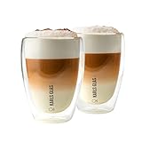 Doppelwandige Gläser Latte Macchiato Kaffee Thermogläser Cappuccino Tassen Teegläser doppelwandig (2, 350ml)