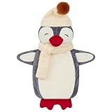CityComfort Wärmflasche 1L Mit Bezug Tier - Wärmflasche mit Super Weichem Plüschbezug - Hot Water Bottle (Grau Pinguin)