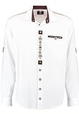 OS Trachten Herren Hemd Langarm Trachtenhemd mit Liegekragen Fihud, Größe:43/44, Farbe:weiß
