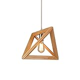 Holz geometrische Pendelleuchte Schirm E27 Halter höhenverstellbar Vintage Pendelleuchte Dreieck Hangi (Deckenventilator Licht)