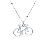 WANDA PLATA Kette Fahrrad für Damen, Junges Mädchen, 925 Silver, Bike Kette Anhänger Schmuck