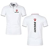 RUNINGW Poloshirt Kurzarm, Du-CA.Ti Logo Revers Einfach Kurzarmshirts, Herren Und Damen Hemden Outdoor Golf T-Shirts Für Sommer,Weiß,XXXL/XXX~Large