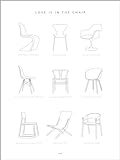 Stuhl Designklassiker Poster von Annli Wandbilder für jeden Raum 100 x 130 cm Schwarz-Weiß Architektur Wanddeko
