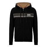 BOSS Herren Sweatjacke Loungewear Homewear Jacke Authentic Jacket, Farbe:Schwarz, Artikel:-001 Black, Größe:2XL