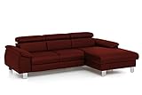 Mivano Ecksofa Micky mit Recamiere / L-Form-Sofa mit Schlaffunktion, Bettkasten und Kopfteilverstellung / 244 x 72 x 166 / Kunstleder, Rot