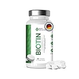 Biotin hochdosiert 10.000µg D-Biotin pro Tablette - 365 vegane Tabletten als Jahresvorrat - Vitamin B7 hochdosiert für Haut, Haare und Nägel