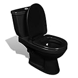 vidaXL Design Stand WC Bodenstehend mit Spülkasten Keramik Schwarz Toilette