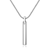 coai Unisex Lange Halskette mit Stereo Rechteck Anhänger (Wolframstahl Anhänger 50cm)