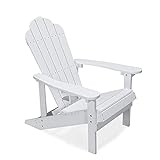 Adirondack Stuhl Gartenstuhl mit Breiten Armlehnen 200KG Westport-Chair für Garten, Terrasse und Balkon, Terrasse (Weiß)