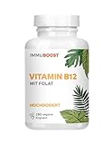 ImmuBoost ® Vitamin B12 mit Folat | 180 vegane Kapseln | 1 Tag 1 Kapsel | Immunsystem stärken mit Vitamin B12 | CO2-neutral