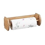 Relaxdays Bambus HBT: 12 x 37 x 13 cm Papierrollenhalter Holz zur Wandmontage als Spender und Halter für Küchenrolle Küchenrollenspender sowie Haushaltsrollenhalter, Natur Wand Küchenrollenhalter