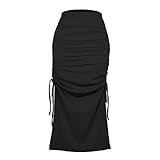 Split Strick Slim Rock Plissee Schnürung Up Sexy Hüfte Wickelkleid Frauen Kleid (Color : Black, Size : Small)