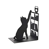 balvi Buchstütze Fishing Cat Schwarz Farbe bookend mit dekorativer Figur Katze und Aquarium Bibliothe