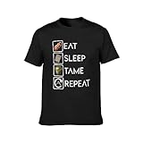 Ark Survival Evolved Eat Sleep Tame Repeat Mens Black T-Shirt M