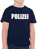 Kinder Karneval und Fasching Kostüme - Polizei Karneval Kostüm - 116 (5/6 Jahre) - Dunkelblau - polizeiweste Kinder - F130K - Kinder Tshirts und T-Shirt für Jungen