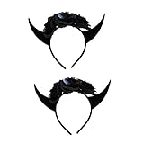 Beavorty 2 Stück Halloween Künstliche Horn Stirnband Teufel Kostüm Haarschmuck Für Abschlussball Blumen Haarschmuck Halloween Kostüm Stirnband Teufel Stirnband Stierhörner Stirnband
