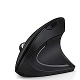 Ergonomische Maus Bluetooth, 2.4G + BT4.0 + BT4.0 Kabellose Maus für 3 Geräte, 6 Tasten Leise Wiederaufladbare Vertikale Funkmaus für PC/ Laptop/ Notebook/ Tablet/ Smartphone(Schwarz)