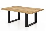 WOODLIVE DESIGN BY NATURE Couchtisch massiv Holz Wildeiche Ventus 110x70 Natur geölt, Tischuntergestell Schw