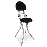 maxVitalis Sitzhilfe, Bügelstehhilfe rückenschonend, rutschfest u. platzsparend, 3-Fach höhenverstellbar (58-65 cm), mit Rückenkissen, belastbar bis 120kg, Silber 45 x 98 x 47 cm