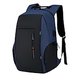 QQYG Diebstahlsicherer Rucksack für Laptop, Reise, Schule, männlich, weiblich, mit USB, wasserdicht, für Business, 15,6, 16, 17 Zoll, Blau