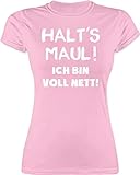 Sprüche Statement mit Spruch - Halt's Maul ich Bin voll nett - S - Rosa - Werner t-Shirt - L191 - Tailliertes Tshirt für Damen und Frauen T-Shirt