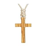 Natürliche Olivenholz Kreuz Anhänger Halskette für Männer Frauen Geschenk Holz Halskette