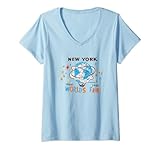 Damen New Yorker Weltausstellung Retro Vintage NYC T-Shirt mit V