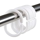 LIHAO 24x Duschringe Duschvorhangringe Kunststoff Aufhängeringe für Duschstange Weiß (Verpackung MEHRWEG)