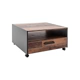 trendteam smart living - Universal - Couchtisch - Alteiche/Matera - Sofatisch auf Rollen mit 1 offenem Fach und 1 Schublade - (BxHxT) 70 x 41 x 70 cm - Wohnzimmertisch auf R