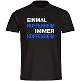 VIMAVERTRIEB® Herren T-Shirt Hoffenheim - Einmal Immer - Druck:blau/weiß - Shirt Männer Fußball Fanshop Fanartikel - Größe:5XL schwarz