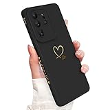 Newseego Handyhülle für Samsung Galaxy S20 Ultra 5G Hülle für Frauen Mädchen, Gold Herz Muster Weich Flüssigsilikon S20 Ultra Hülle Niedlich Herz Rand Kamera Schutzhülle für Samsung S20 Ultra-Schw
