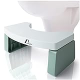 Amazy Toilettenhocker (klappbar, grün) | Klo Stuhl für Erwachsene zur erleichterten Darmentleerung + Vorbeugung von Verstopfung, Hämorrhoiden, Pressschmerz, Blähungen und Reizdarm auf Toilette & WC